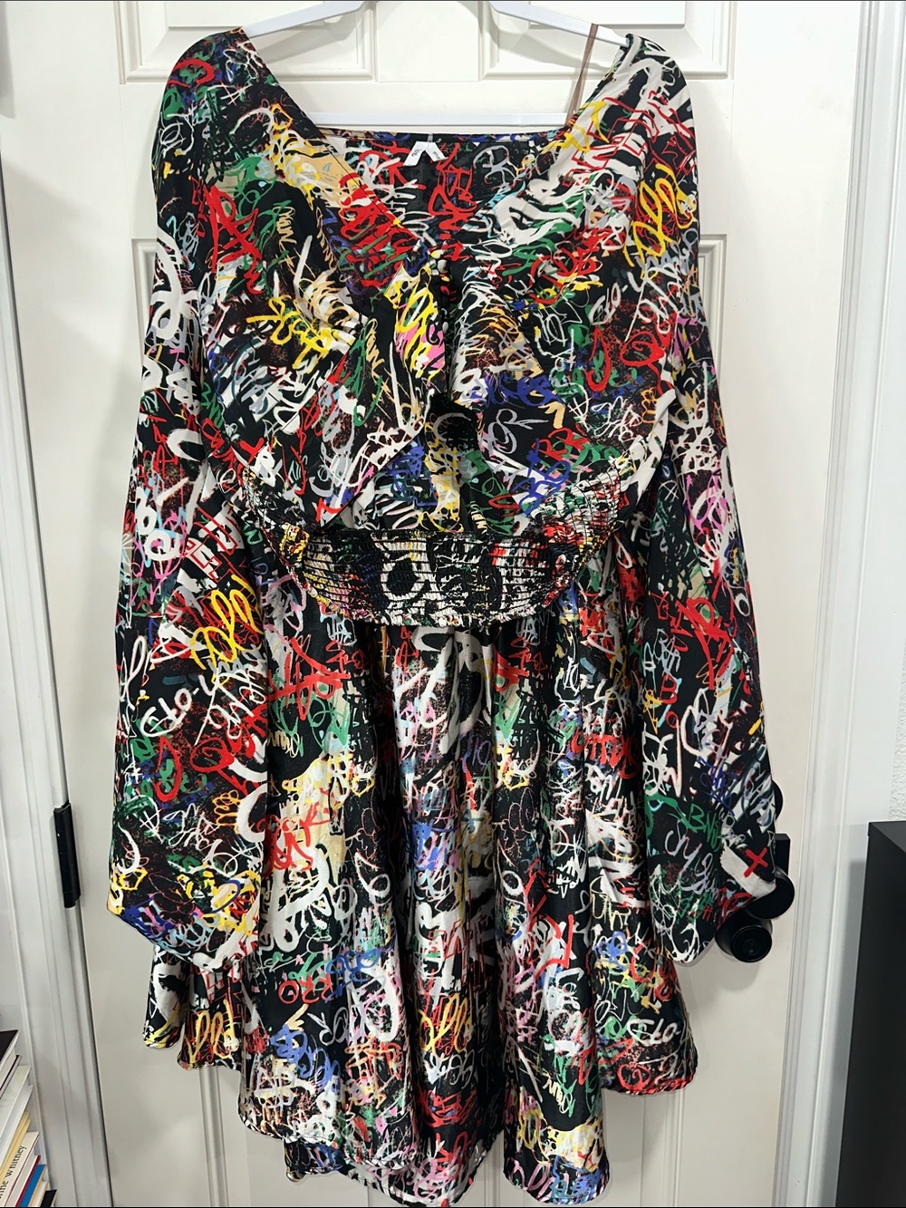 Truth Multicolor Graffiti-Print Ruffle Top